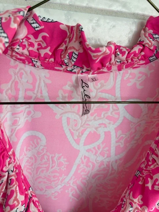 Lulu B Sleeveless V-Neck Ruffle Tank dress in Hot Pink - Picture 2 of 2